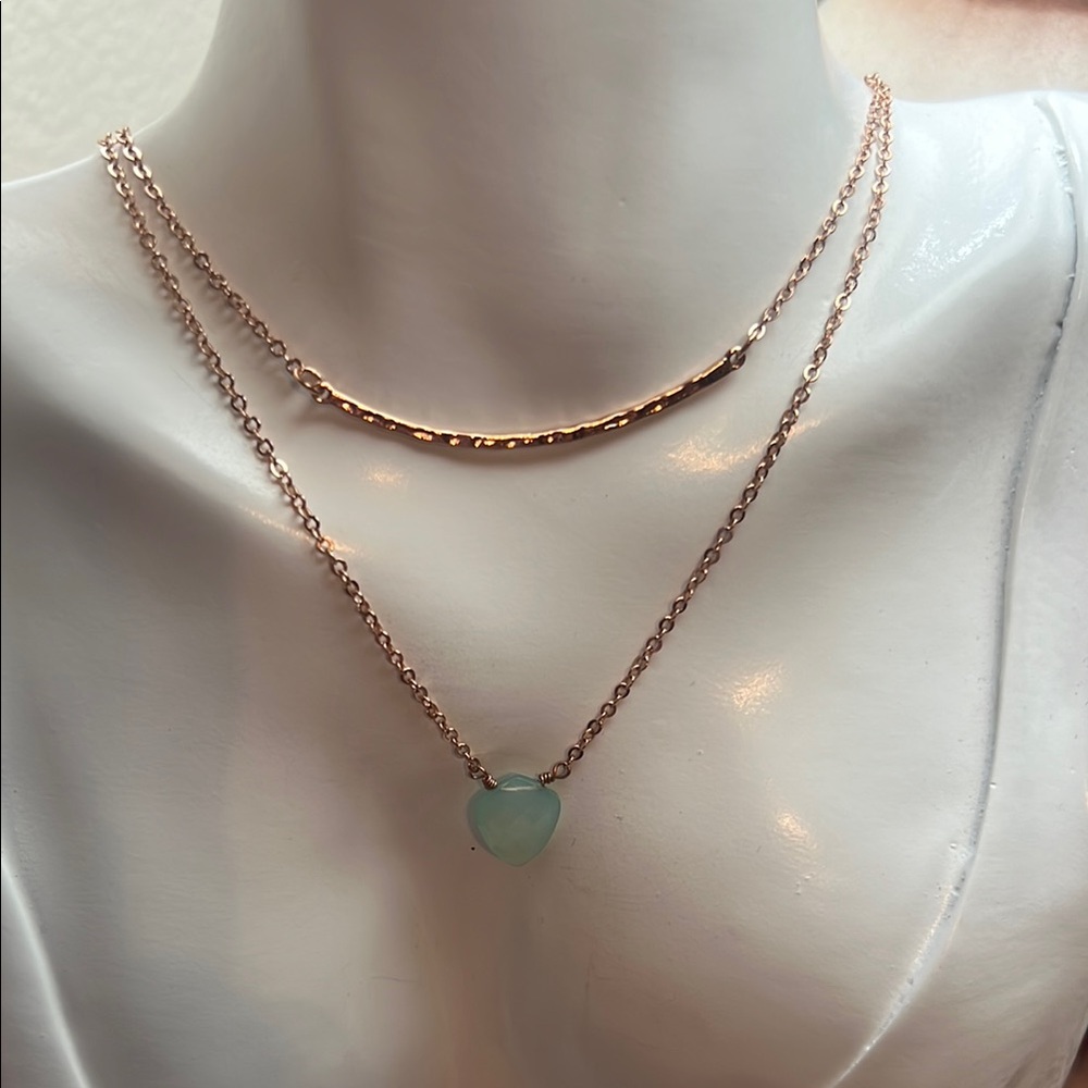 Luna Norte Rose Gold Plated Aquamarine Stone Double stack necklaces.